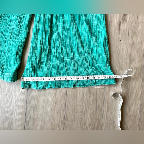 Easel Here I Am Mineral Washed Green Cotton Wide Leg Jumpsuit Boho L - Picture 16 of 16